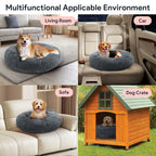 24" Calming Dog Bed for Medium Small Dogs, Donut Plush Pet Bed, Anti-Anxiety Cuddler Cozy Soft Cat Bed