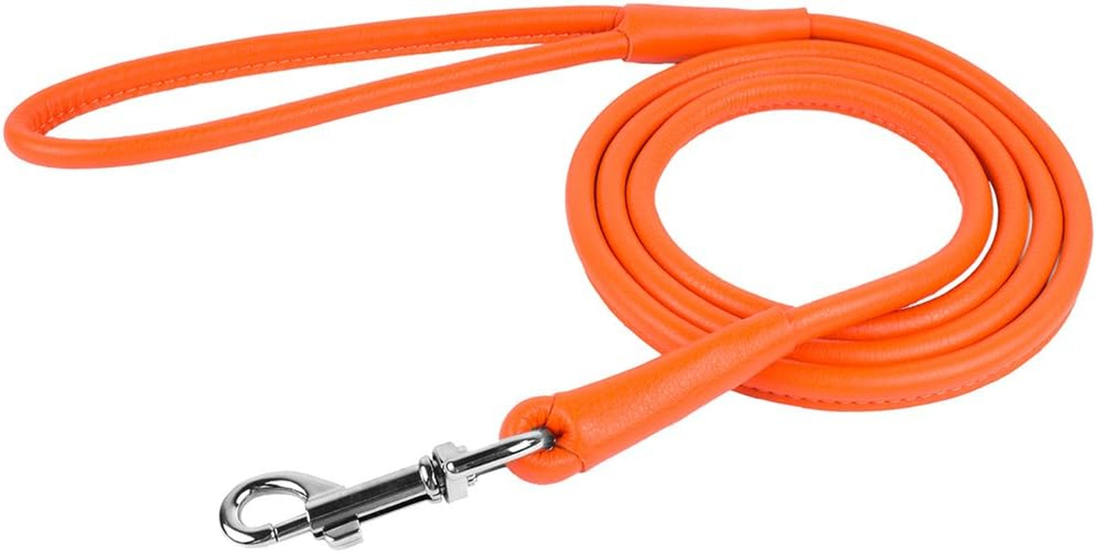 Rolled Leather Dog Leash 4Ft, Soft Padded Training Leather Dog Lead 6Ft, Puppy Leash Rolled Leather Small Medium Large Black Blue Red Orange Green Pink White (Purple, Size L 6Ft)