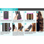 Portable Automatic Hair Curler, Ceramic Rotating Wireless Auto Curling Iron Wand, Portable USB Rechargeable Spin Curler for Hair Styling