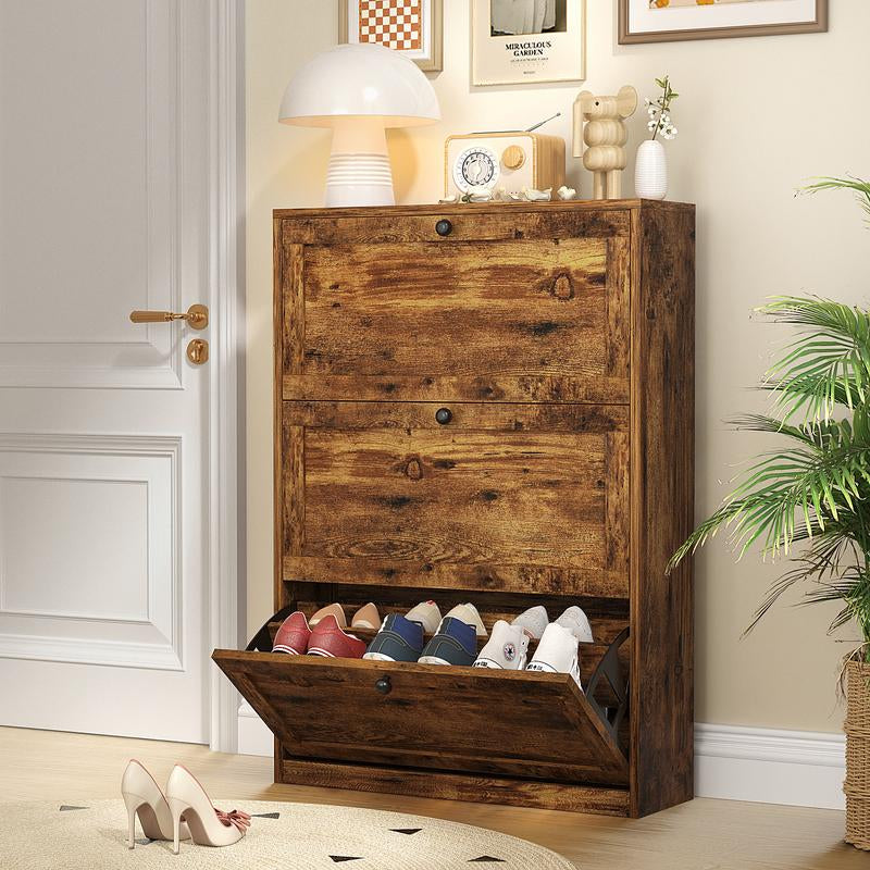 VOWNER Shoe Cabinet with 3 Flip Drawers for Entryway, Shoe Storage Cabinet Shoe Rack for Hallway, Living Room,Bedroom