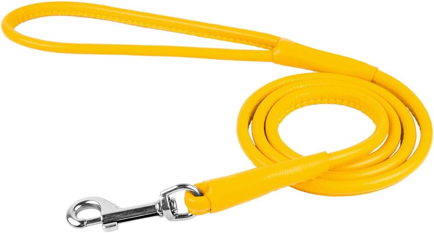 Rolled Leather Dog Leash 4Ft, Soft Padded Training Leather Dog Lead 6Ft, Puppy Leash Rolled Leather Small Medium Large Black Blue Red Orange Green Pink White (Purple, Size L 6Ft)