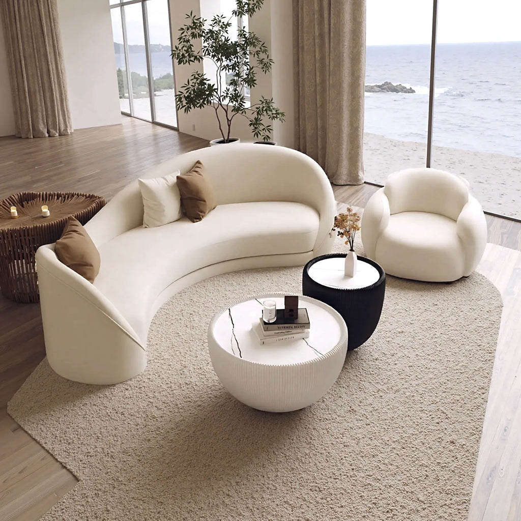 The Aihm-Lon Curved Leather Sectional