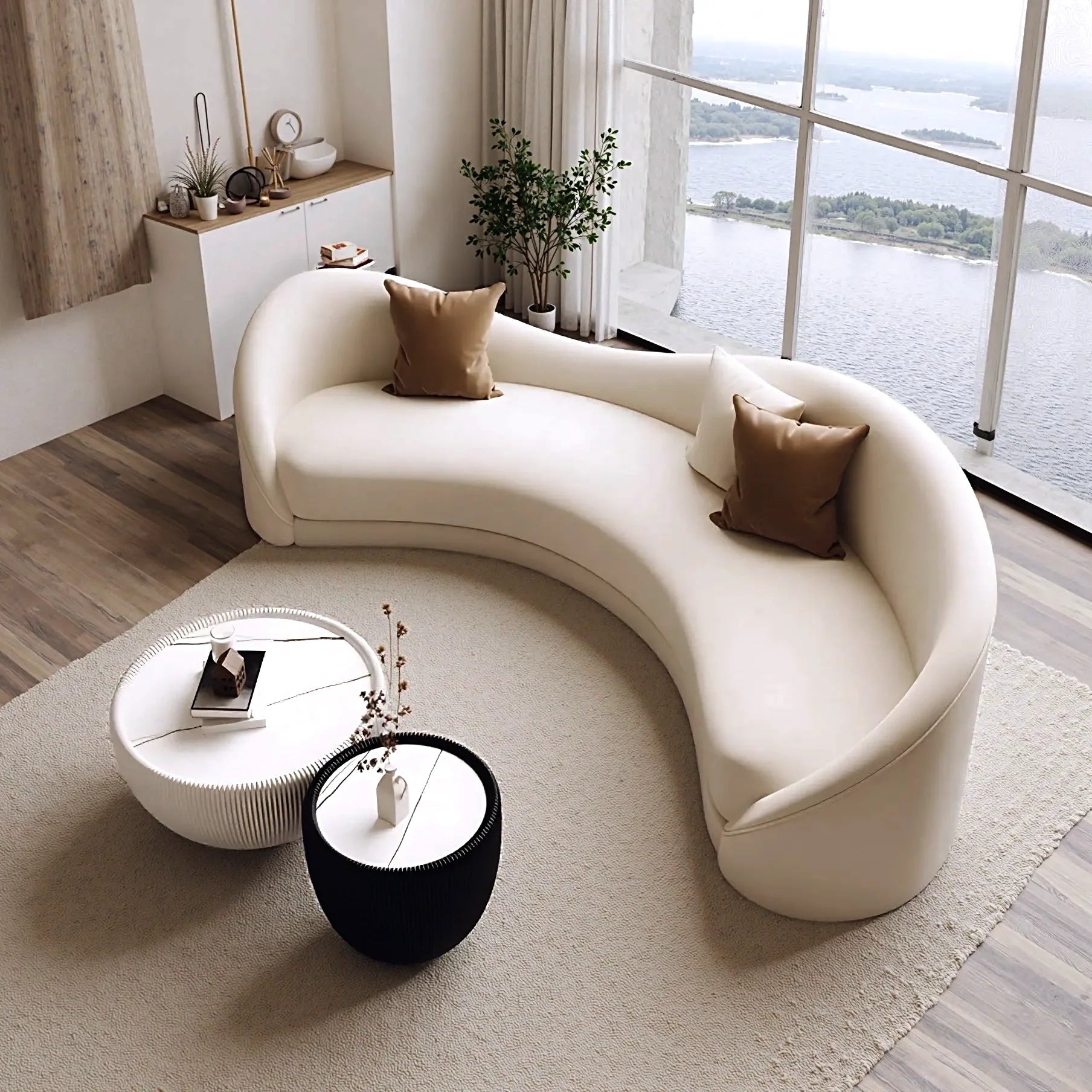 The Aihm-Lon Curved Leather Sectional