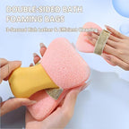 Buy 1 Get 1, Soap Bags with Exfoliating Shower Sponges — Deep Cleansing Foaming Soap Holder with Hand Strap, Body Scrub for Smooth Skin, Suitable for Men & Women, Perfect for Bath & Shower