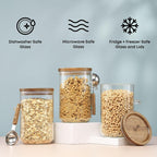 Holden Stackable Glass Storage Canister Set with Wood Lids and Scoops