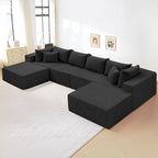 Oversize 131” L Shaped Modular Sectional Sofa Cloud Couches for Living Room,No Assembly Corduroy Convertible Sleeper Sofa Bed,Compression Memory Foam