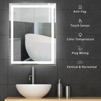 Modern LED Rectangle Bathroom Mirror, 24 X 32 Inch, Waterproof, Vertical & Horizontal