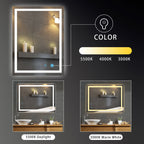 Modern LED Rectangle Bathroom Mirror, 24 X 32 Inch, Waterproof, Vertical & Horizontal