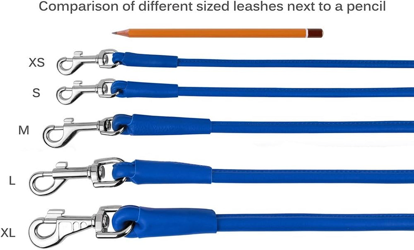 Rolled Leather Dog Leash 4Ft, Soft Padded Training Leather Dog Lead 6Ft, Puppy Leash Rolled Leather Small Medium Large Black Blue Red Orange Green Pink White (Purple, Size L 6Ft)