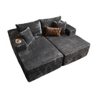 Modern Cloud Sofa, Boneless Sleep Sofa, Modular Design Segmented Sofa Bed, Luxurious Corduroy Cover, No Assembly Required, Suitable for Living Room Use, Comes with 6 Pillows, Oversized Comfortable Black Sofa Sofa Bed