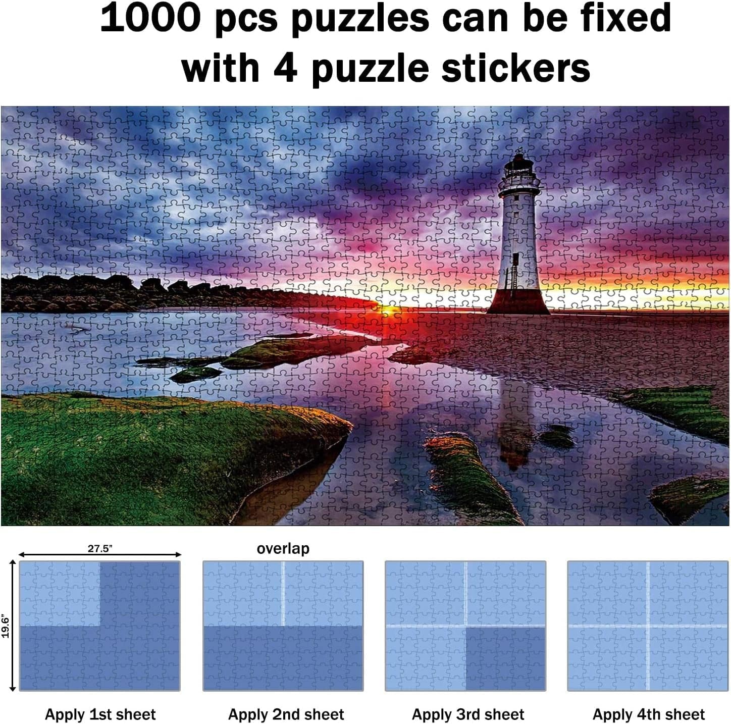 Preserve 6 X 1000 Jigsaw Puzzle Glue Sheets - 24 Peel and Stick Saver Sheets, No Stress & No Mess Backing Adhesive to Preserve Your Puzzle