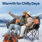 Heated Double Camping Chair, with 2*20,000 Mah Power Bank and 12V 20W PD Fast Charging Type C Port, 3 Levels Heating, NTC Overheat Protection System
