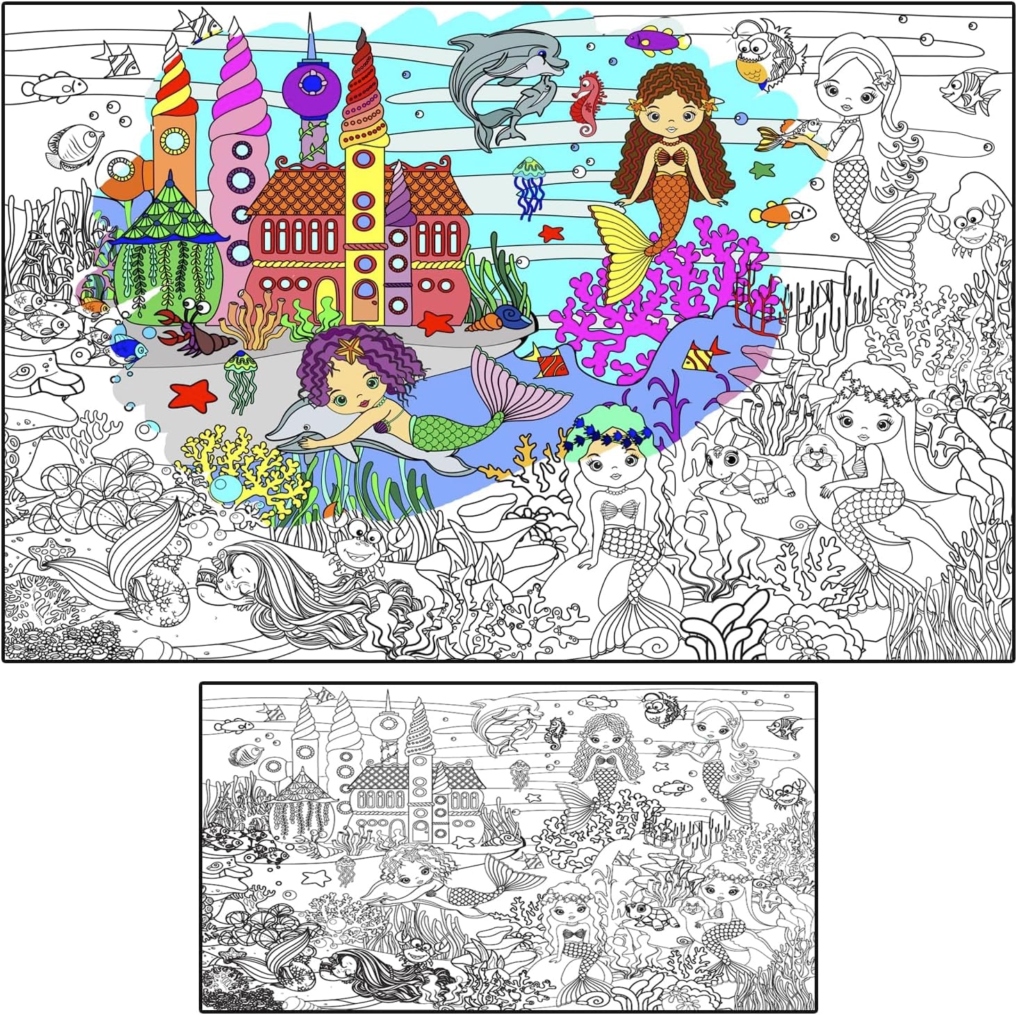 , Giant Coloring Poster - Mermaid Large Wall Pages - Fun Kids Art Project Activities - Jumbo Coloring Sheets Books for Girls - Huge Posters to Color - Big Floor Size 38.5”X26.7”