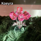 Crystal Rose Flower Design Ornament, 1 Count Creative Rose Flower Statue, Decorative Flower for Home Living Room Bedroom Office, Lifelike Flower, Vibrant Crystal Flowers