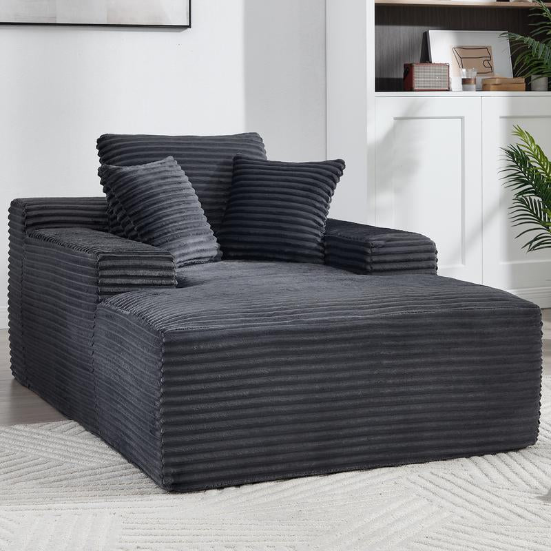 Modern Cloud Sofa, Boneless Sleep Sofa, Modular Design Segmented Sofa Bed, Luxurious Corduroy Cover, No Assembly Required, Suitable for Living Room Use, Comes with 6 Pillows, Oversized Comfortable Black Sofa Sofa Bed