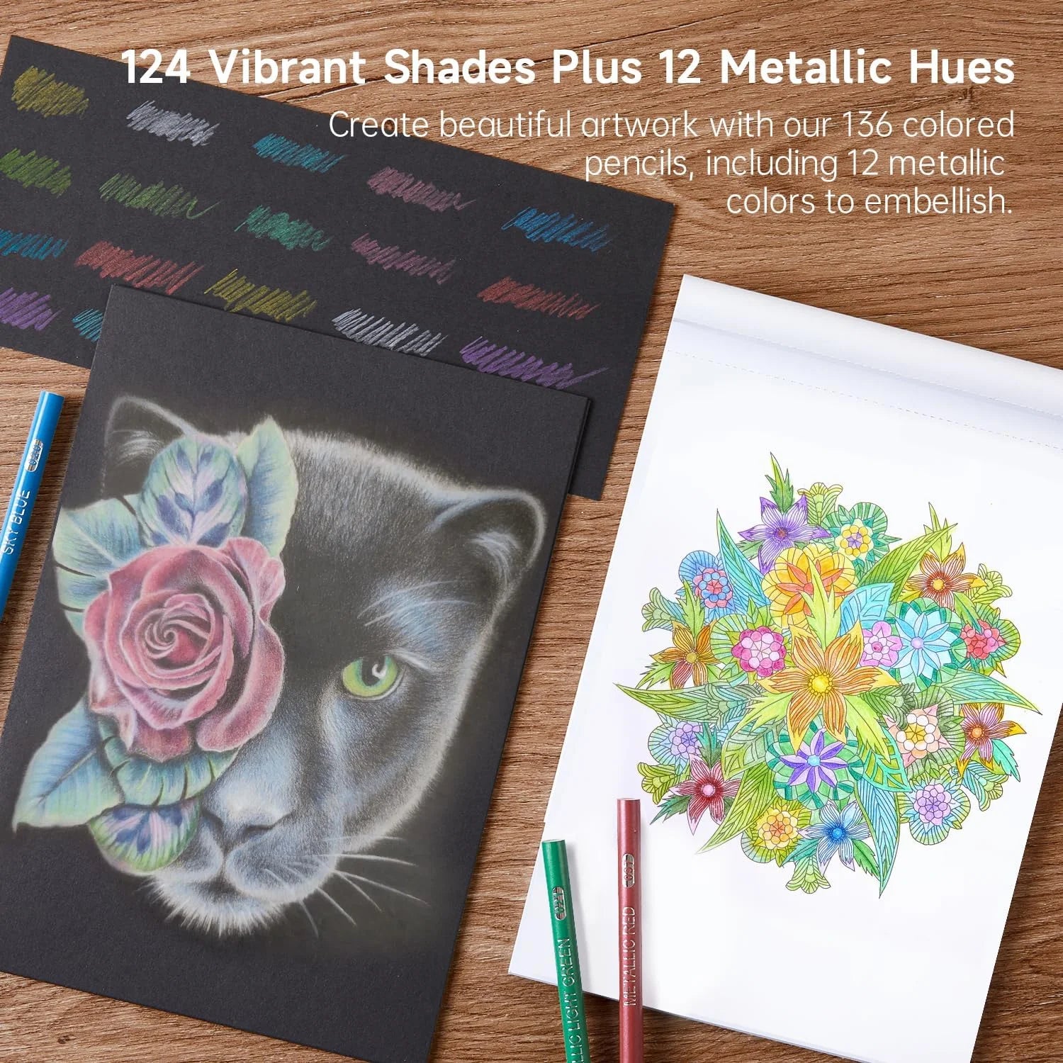 136 Colored Pencils,Colored Pencil Set for Adult Coloring Books