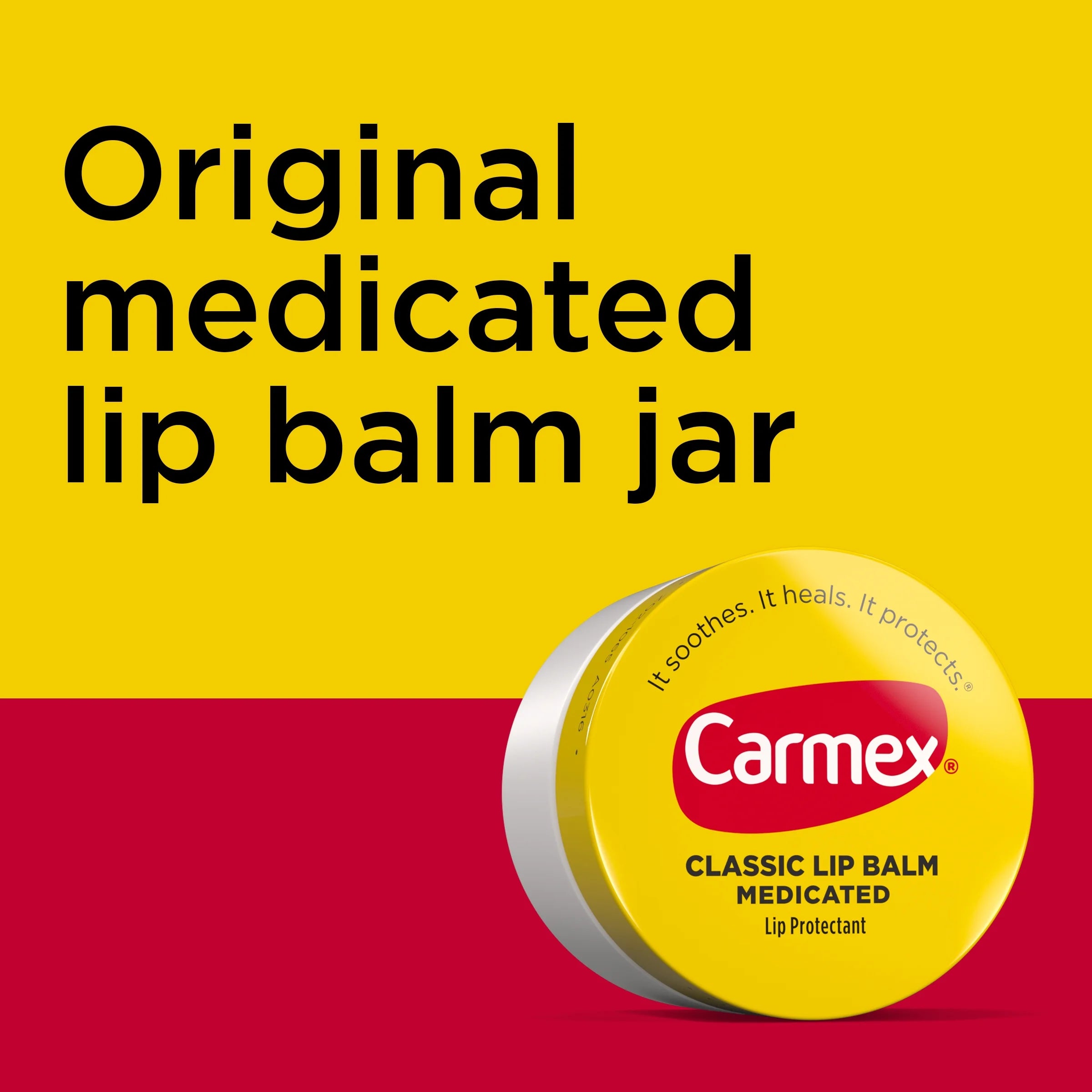 (2 Pack)  Classic Medicated Lip Balm Jars, Lip Protectant, 0.25 Oz Each, 3 Count